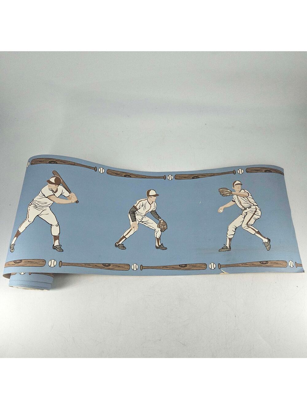 Vintage blue baseball theme Wall Paper border